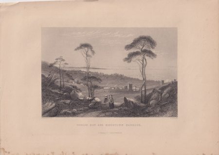 Antique Engraving Print, Dublin bay and Kingstown Harbour, 1830