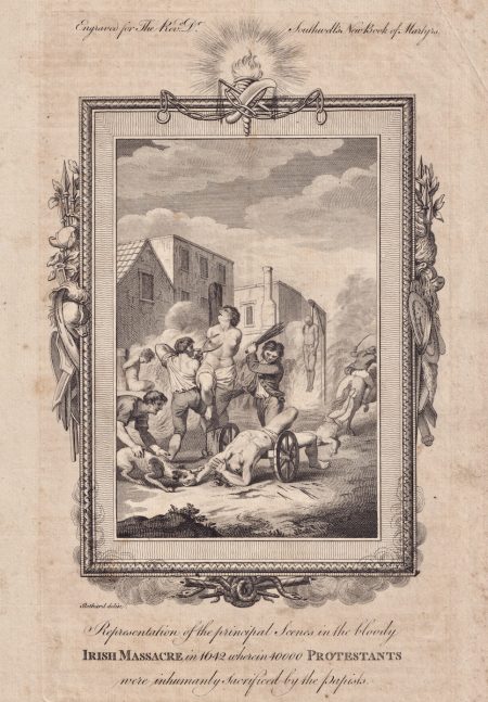 Antique Engraving Print, Irish Massacre in 1642, 1770 ca.