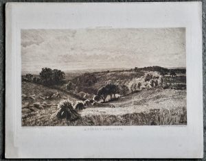 Antique Engraving Print, A Surrey Landscape, Clough Bromley, 1914