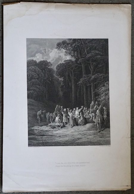 Antique Engraving Print, Table round, 1868