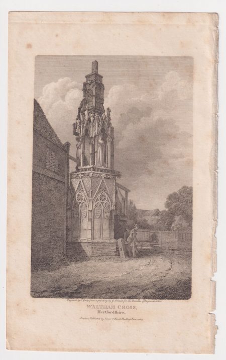 Antique Engraving Print, Waltham Cross, 1803