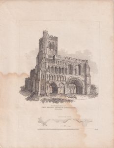 Antique Engraving Print, Priory Church, Dunstaple, 1805
