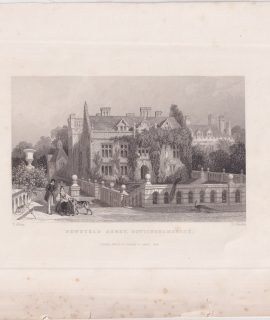 Antique Engraving Print, Newstead Abbey, Nottinghamshire, 1838