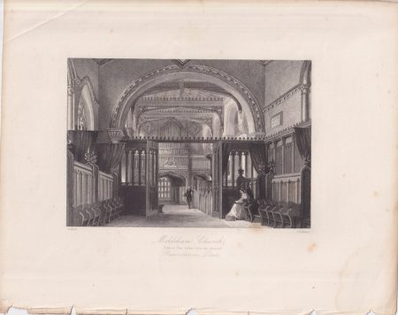 Antique Engraving Print, Mickleam Church, 1840 ca.