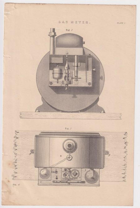 Antique Print, Gas Meter, 1870