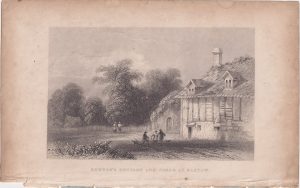 Antique Engraving Print, Bunyan's Cottage and Forge at Elstow, 1845