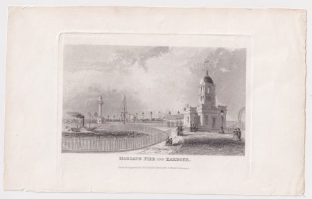 Antique Engraving Print, Margate Pier and Harbour, 1845