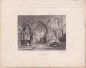 Antique Engraving Print, St. Mary's, Reigate Chancel End, 1841