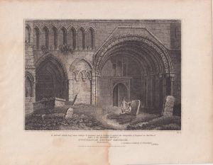 Antique Engraving Print, Dunstaple Priory Church, 1805