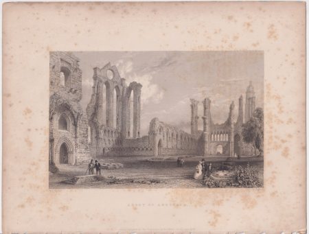 Antique Engraving Print, Abbey of Arbroath, 1840