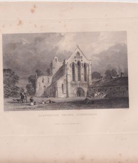 Antique Engraving Print, Llanercost Priory, 1844