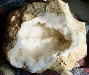 Unusual very large White Quartz Geode