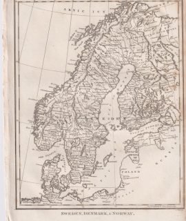 Antique Map, Sweden, Denmark, & Norway, 1828