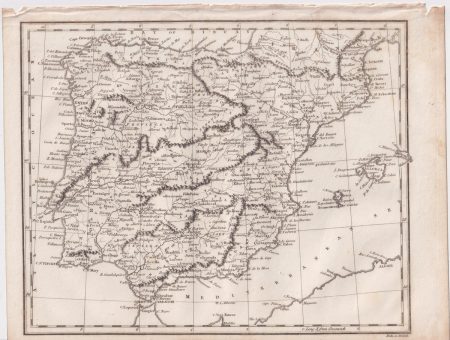Antique Map, Spain & Portugal, 1805