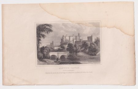 Antique Engraving Print, Alnwick Castle, 1845