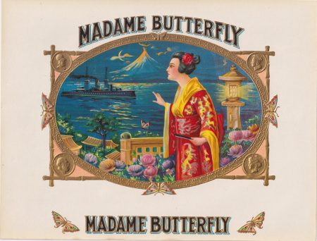 Vintage Engraving Print, Madame Butterfly, 1909