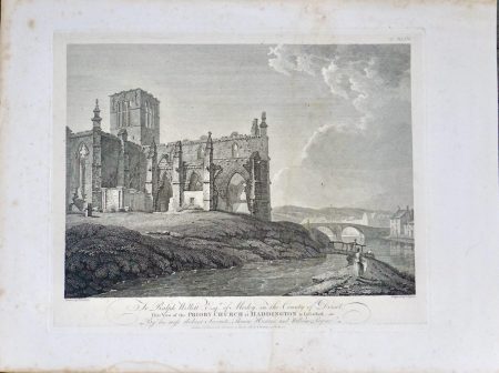 Antique Engraving Print, Priory Church at Haddington, 1786