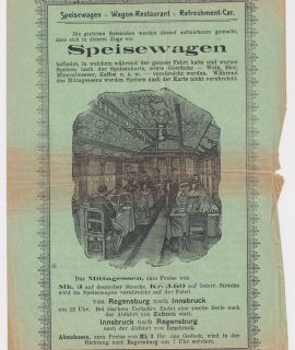 Very Rare Print, Speisewagen Wagon Restaurant, 1915