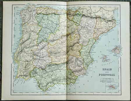 Vintage Print, Spain and Portugal, 1901
