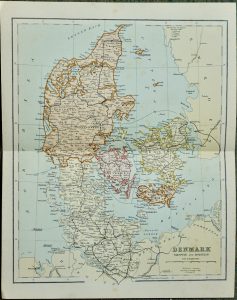 Vintage Map, Denmark, 1901