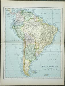 Vintage Map, South America, 1901
