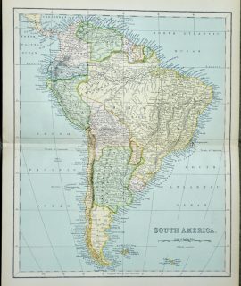 Vintage Map, South America, 1901