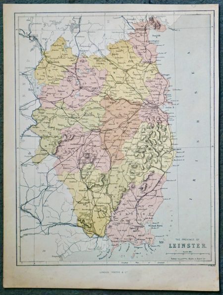Antique Map, The Province of Leinster, 1861
