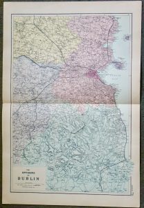 Antique Map, The Environs of Dublin, 1891