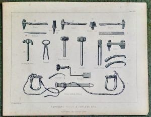 Antique Print, Farriers Tools & Implements, 1880