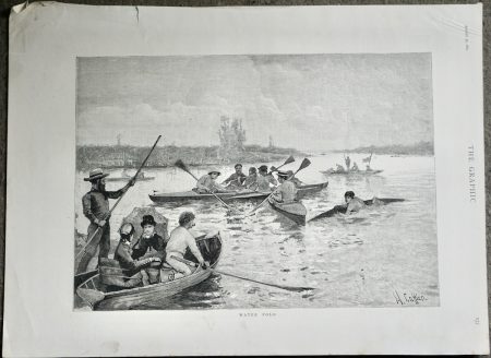Antique Print, Water Polo, 1884