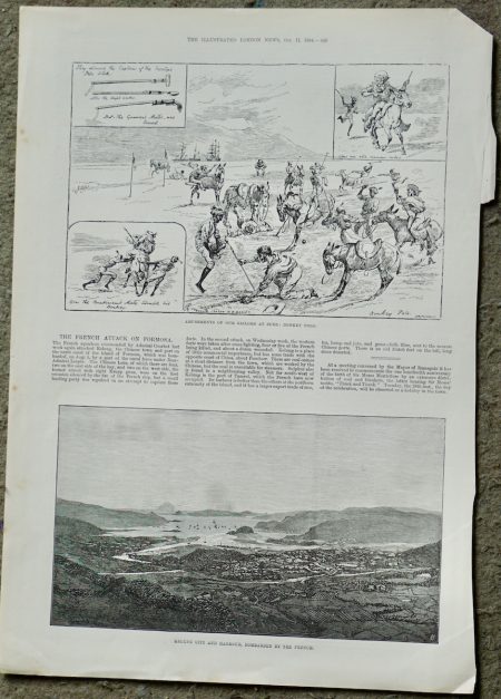 Antique Print, Amusements... Donkey Polo, 1881