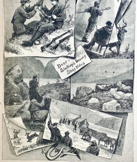 Vintage Print, Deer Stalking & Driving in Scotland, 1881