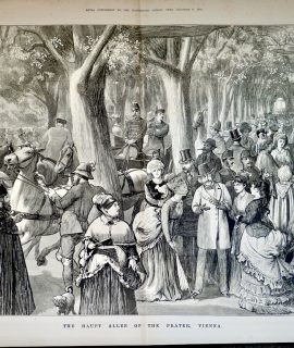 Antique Print, The Haupt Allee of the Prater, Vienna, 1873