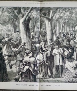 Antique Print, The Haupt Allee of the Prater, Vienna, 1873