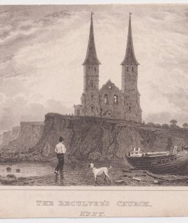 Antique Engraving Print, The Reculver's Church, Kent, 1830