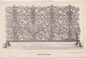 Antique Print, Wrot Iron Fire Guard, 1874