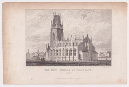 Antique Engraving Print, The New Church at Ramsgate, Kent, 1829