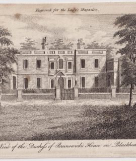 Antique Engraving Print, View of the Duchefs of Brunswicks House, 1808