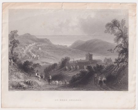 Antique Engraving Print, St. Bees College, 1841