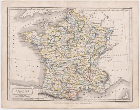 Antique Map, France in Departments, 1809