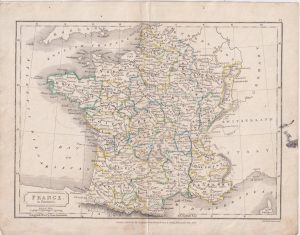 Antique Map, France in provinces, 1826