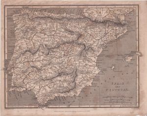 Antique Map, Spain and Portugal, 1808