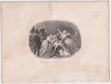 Antique Engraving Print, The last interview of Louis XVI with his family, 1845