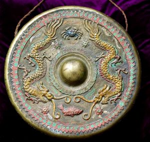 Original Antique Victorian Oriental Brass Gong