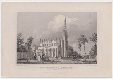 Antique Engraving Print, New Church Blackheath, Kent, 1831