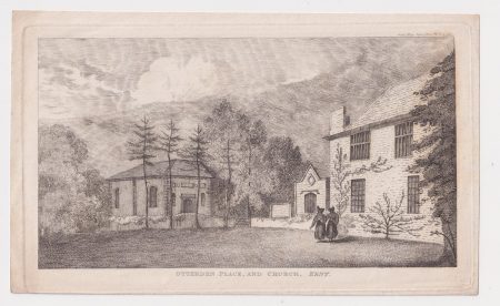 Antique Engraving Print, Otterden Place, and Church, Kent, 1832