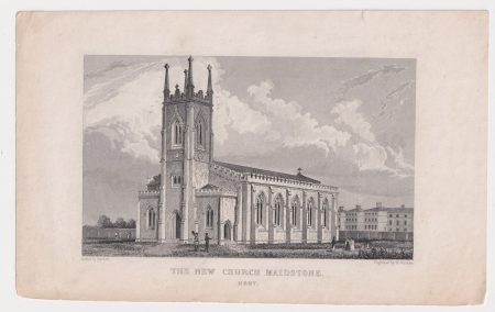 Antique Engraving Print, The New Church Maidstone, Kent, 1829