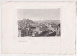 Antique Engraving Print, Highstreet, Edinburg, Scotland, 1820 ca.