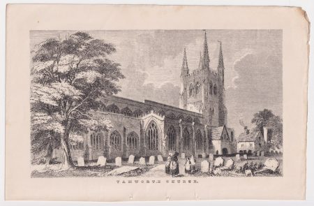 Antique Print, Tamworth Church, 1849 ca.