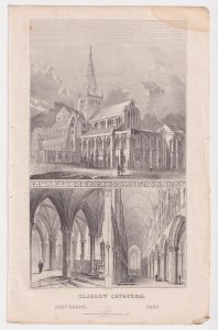 Antique Print, Glasgow Cathedral, 1846